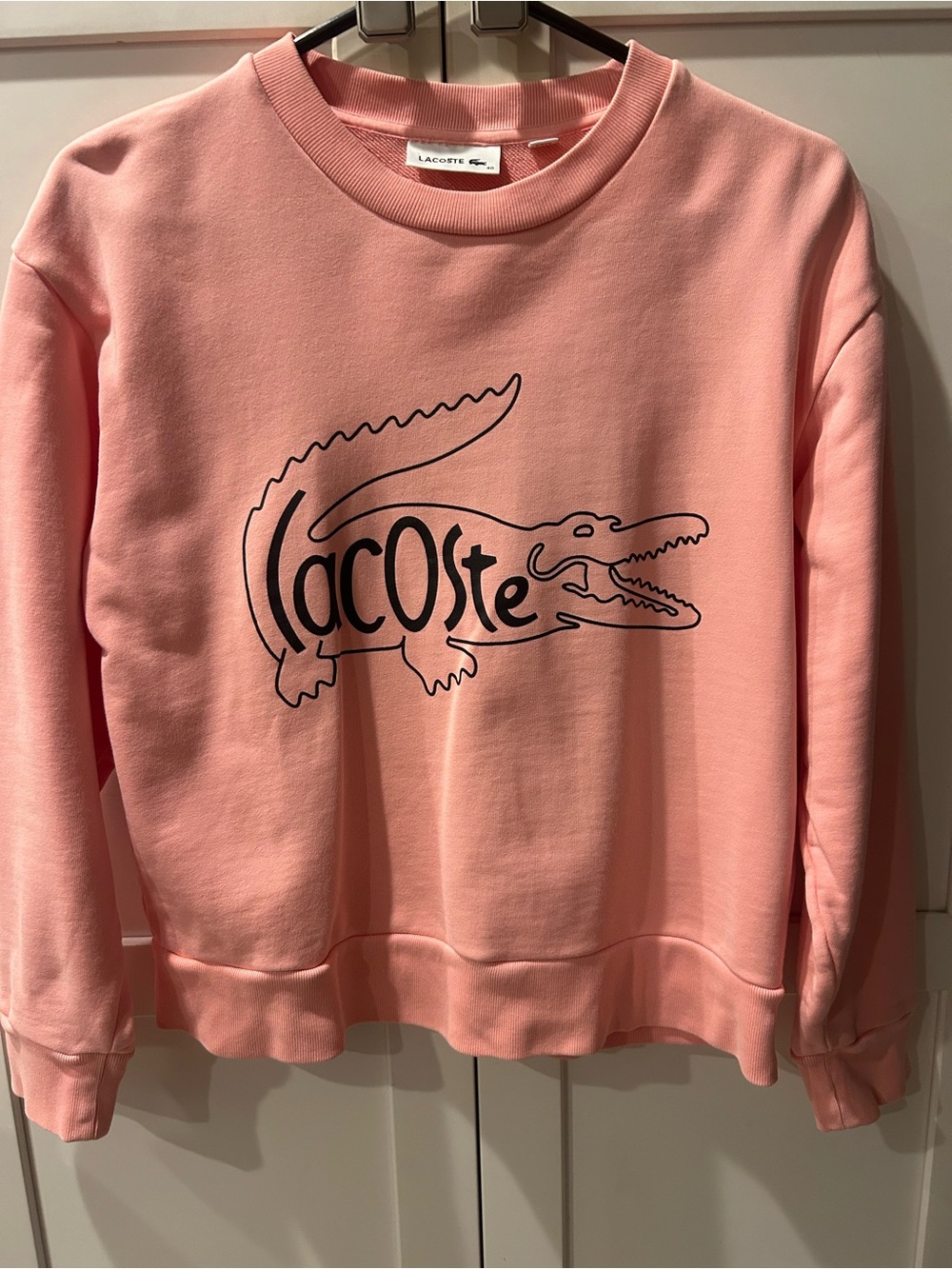 Lacoste pink crew neck fleece crocodile outline sweatshirt size 40 EU 8/Med US